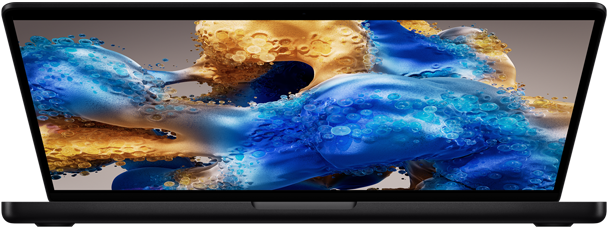 Slightly open MacBook Pro revealing a colourful screen